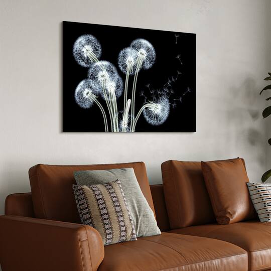 Empire Art Direct 48" x 38" 3D Dancing Dandelions Frameless Free Floating Printed Tempered Glass Wall Art